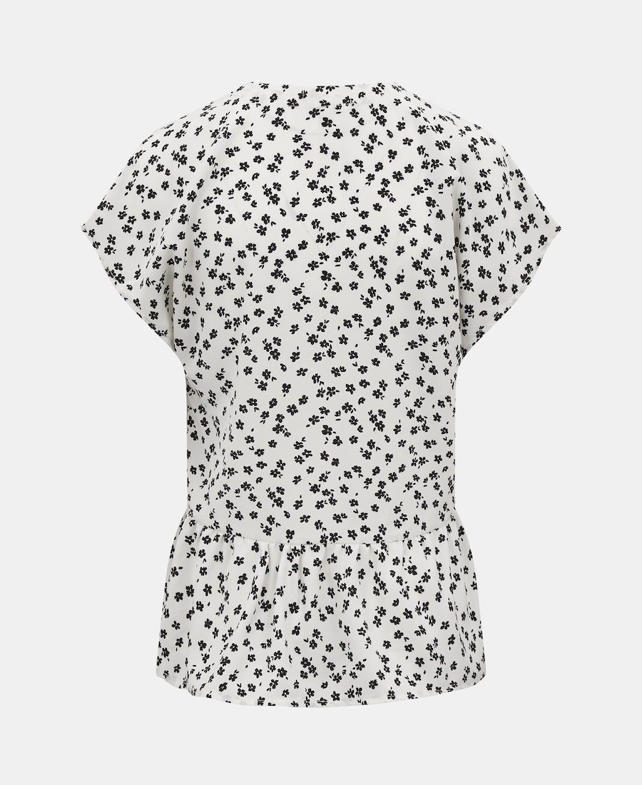 Ivory Floral Tiered Hem Top