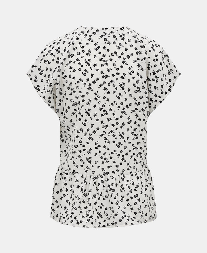 Ivory Floral Tiered Hem Top