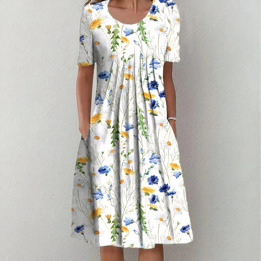 Savannah  | Floral Midi Dress with Pockets